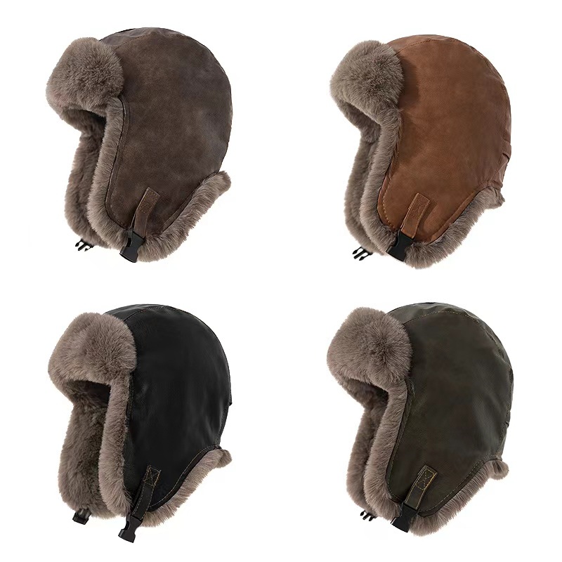 Winter Trapper Hat - 1 шт. Мужская зимняя ретро-кожаная шапка-ушанка