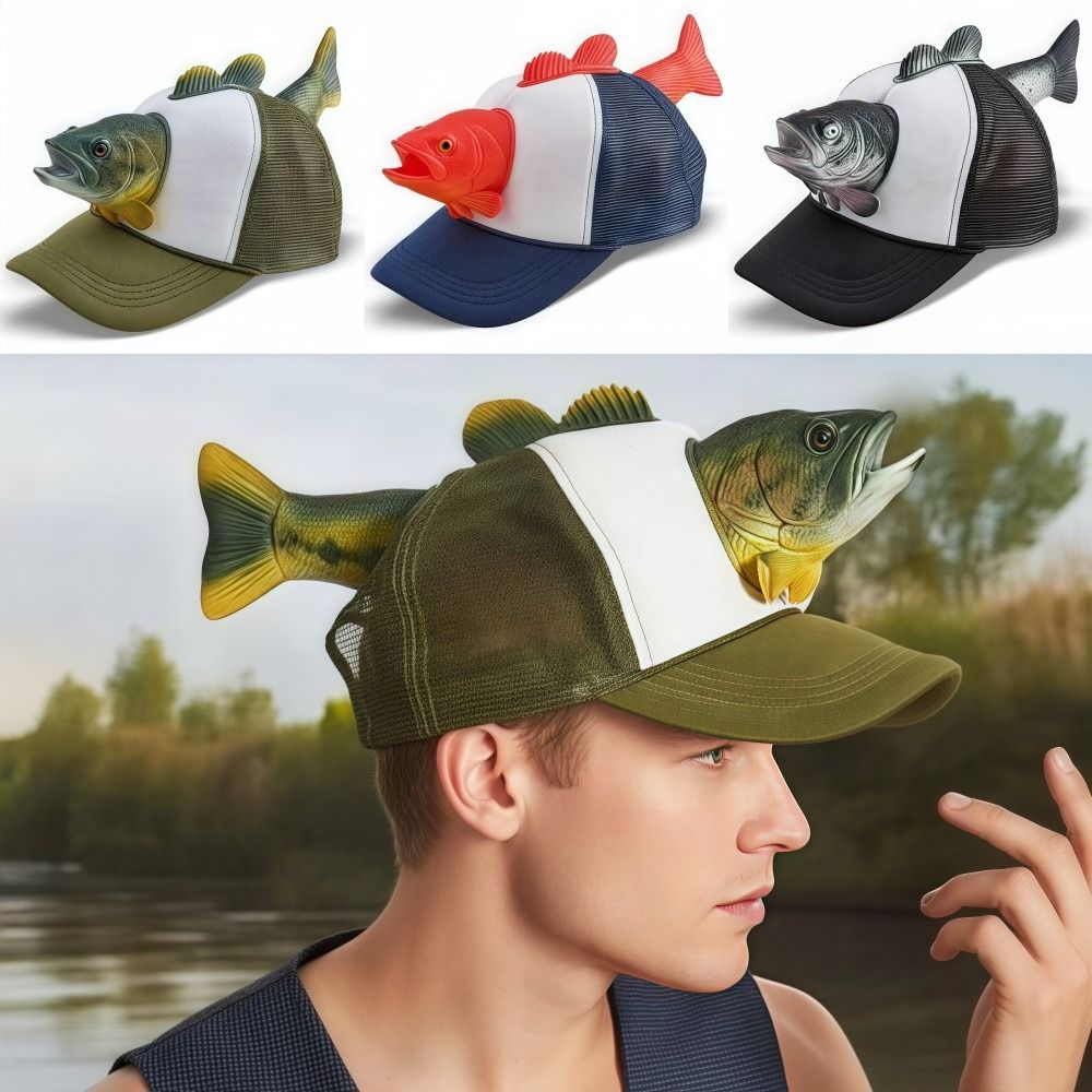Trucker Cap Mesh - Забавная 3D-кепка с рыбой, сетчатая, регулируемая,